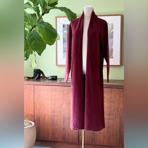 Max Sport Burgundy Long Open Cardigan